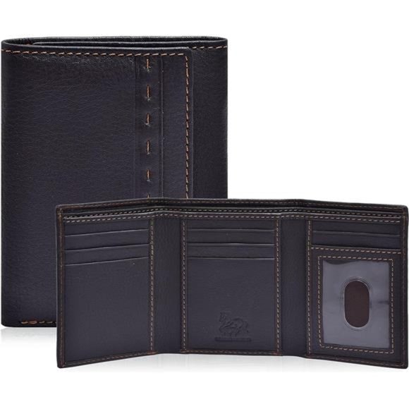 Men's Slim RFID Wallets Genuine Leather Front Pocket Trifold Wallet, Fudge